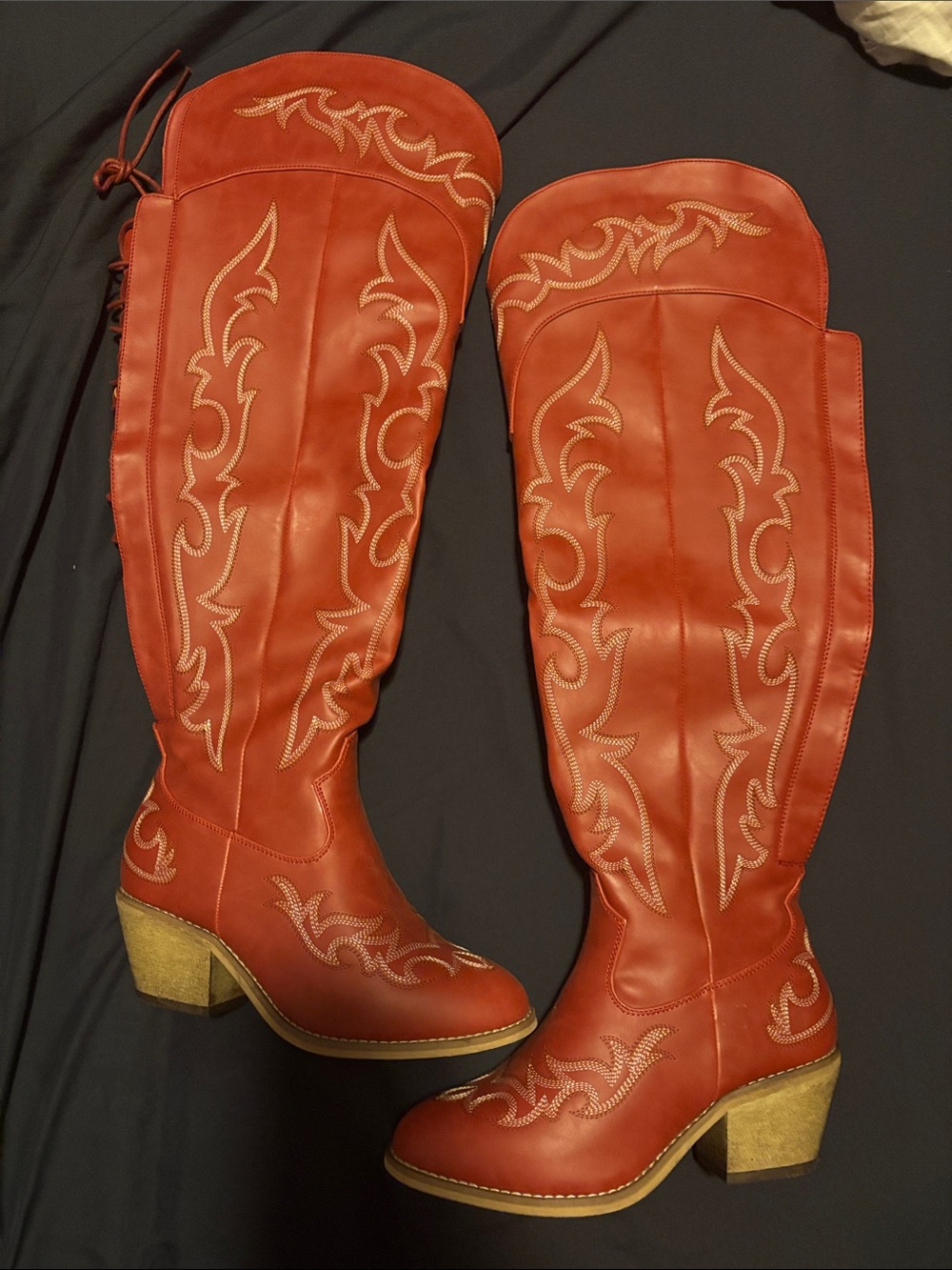 Women's Tall Western Boot in Red Leather